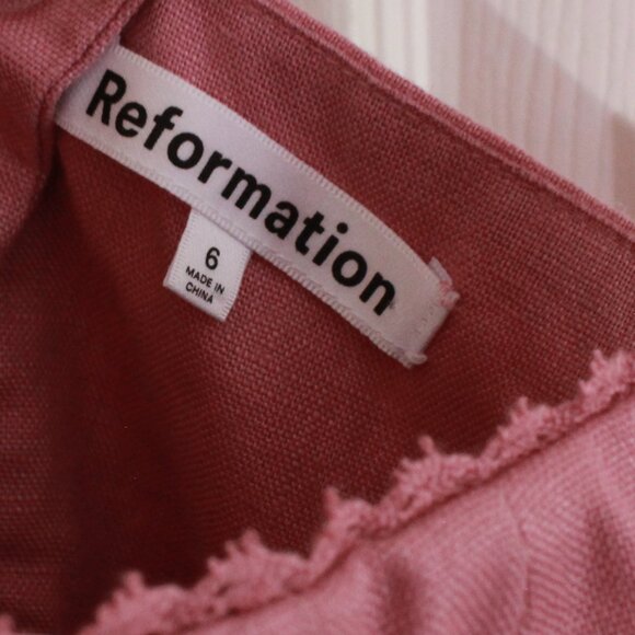 Reformation Sheri Linen Mini Dress in Pink Rose Petals 6 - Picture 3 of 12